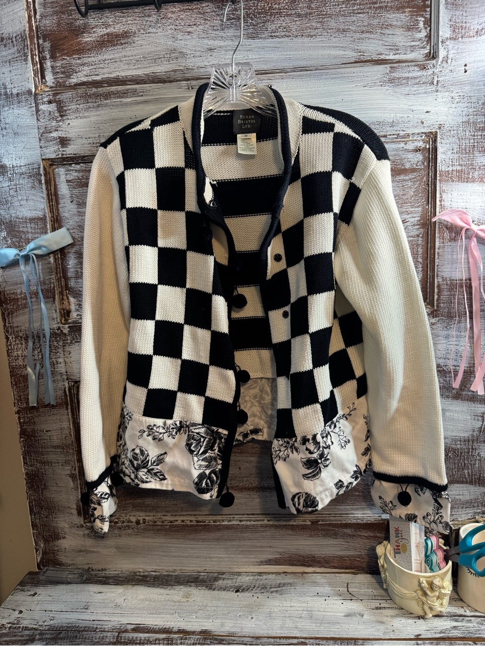 Vintage Susan Bristol Black and Cream Striped Knit Top